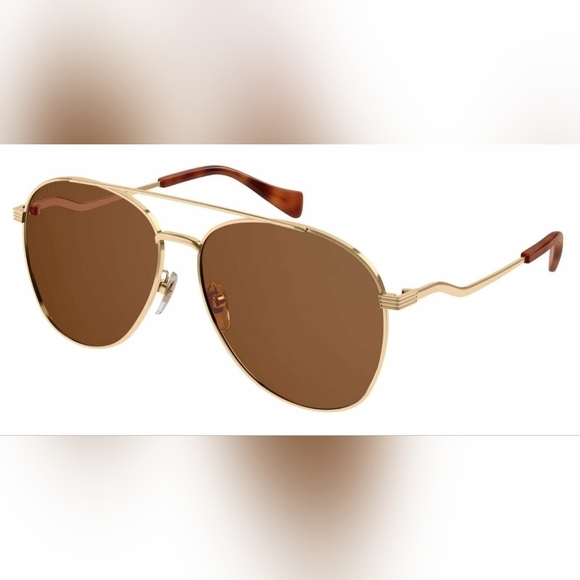 GUCCI Men's 61mm aviator sunglasses Gg0969s Brown Gold Authentic New - Picture 1 of 14